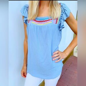 Ric Rac Ribbon Detail Top - Size M
